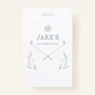 Blue Golf Birthday Party Paper Plates Badge