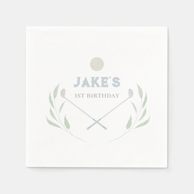 Blue Golf Birthday Party Paper Plates Napkin (Front)