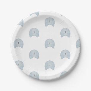 Blue golf cap paper plate