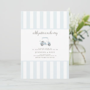 Blue golf cart little putter on the way  invitation
