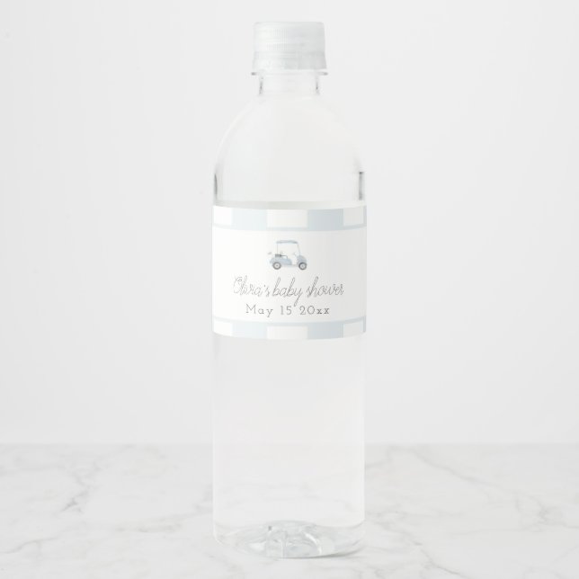 Blue golf cart water bottle label (Front)