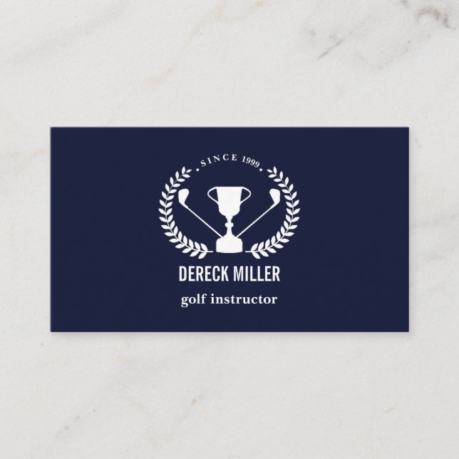 Blue Golf Cup Logo Golf Professional or Instructor Business Card (Front)
