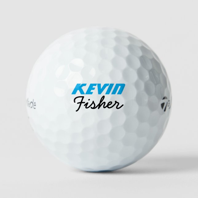 Blue Golfer Name on White Golf Balls (Front)