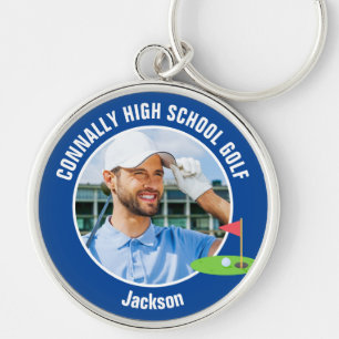 Blue Golfer Photo High School Golf Team Keychain