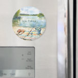 Blue Gone Fishing Bucket Lake Magnet<br><div class="desc">Blue Gone Fishing Bucket Lake</div>