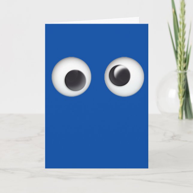 Blue Googly Eyes Happy Birthday Card (Front)