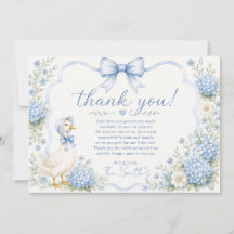 Blue Goose Baby Shower Thank You Card
