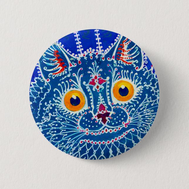 Blue Gothic Cat 2 Inch Round Button (Front)