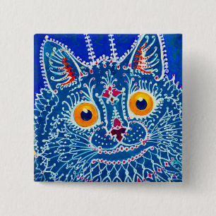 Blue Gothic Cat 2 Inch Square Button