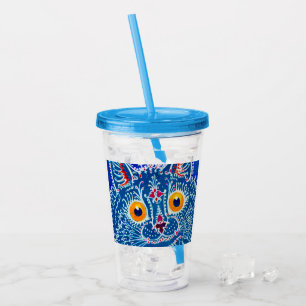 Blue Gothic Cat Acrylic Tumbler
