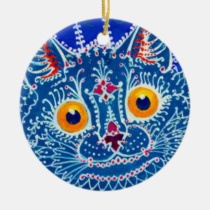 Blue Gothic Cat Ceramic Ornament
