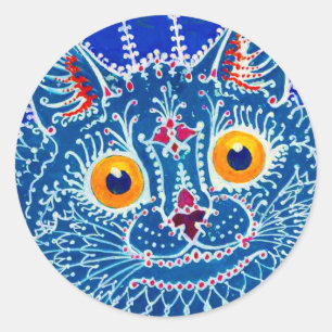 Blue Gothic Cat Classic Round Sticker