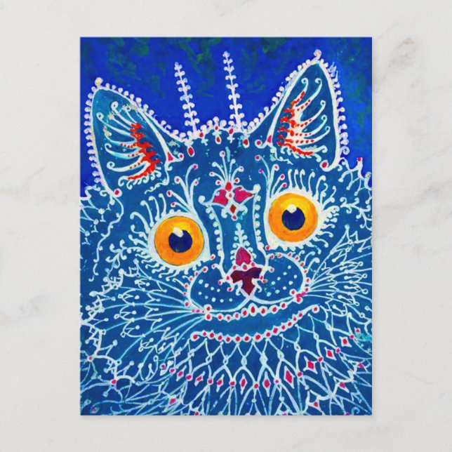Blue Gothic Cat Enclosure Card (Front)