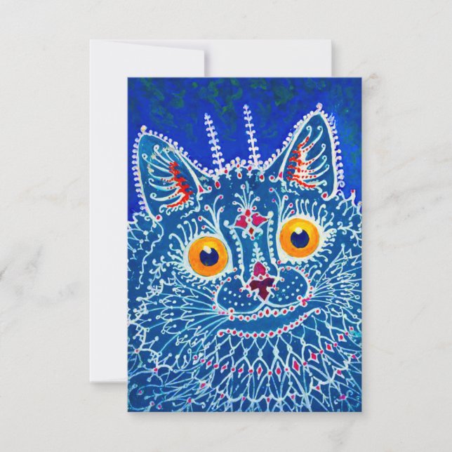 Blue Gothic Cat Invitation (Front)