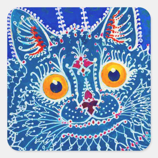 Blue Gothic Cat Square Sticker (Front)