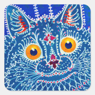 Blue Gothic Cat Square Sticker