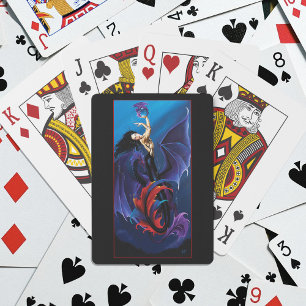 Blue Gothic Dragons Mermaid Fantasy Purple  Playing Cards