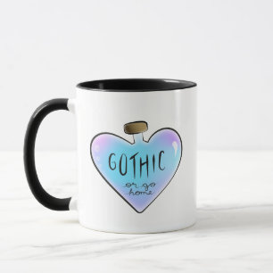Blue "Gothic or Go Home" Heart Potion Bottle Mug
