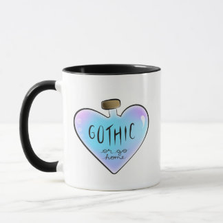 Blue "Gothic or Go Home" Heart Potion Bottle Mug