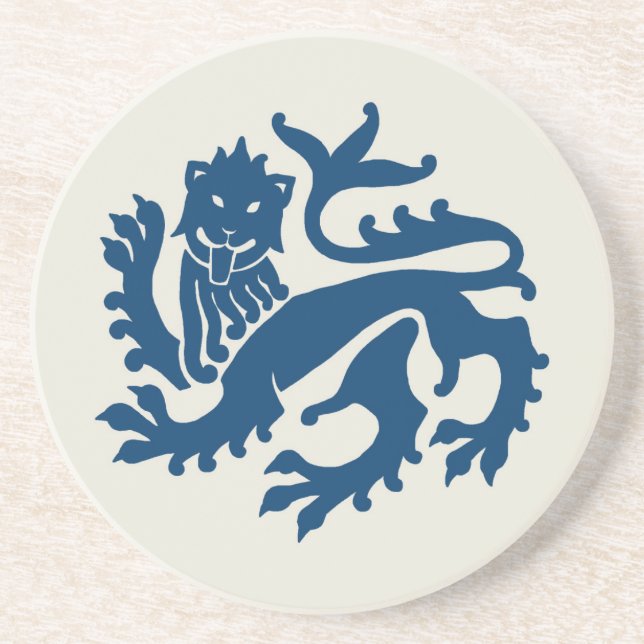 Blue Gothic Revival Lion Sandstone Coaster (Front)
