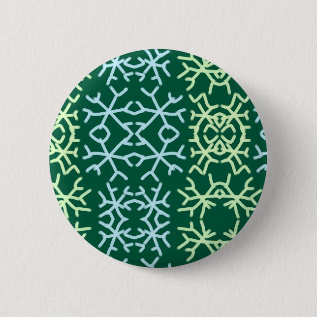 Blue gr snow flakes Christmas pattern snow pattern 2 Inch Round Button (Front)