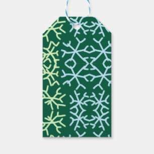Blue gr snow flakes Christmas pattern snow pattern Gift Tags