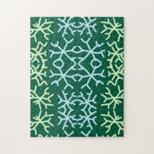Blue gr snow flakes Christmas pattern snow pattern Jigsaw Puzzle