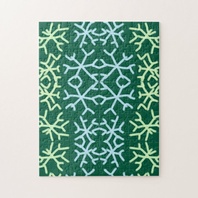 Blue gr snow flakes Christmas pattern snow pattern Jigsaw Puzzle (Vertical)