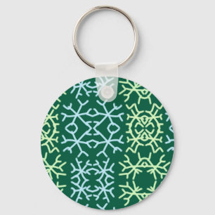Blue gr snow flakes Christmas pattern snow pattern Keychain
