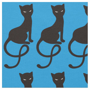 Blue Gracious Evil Black Cat Fabric
