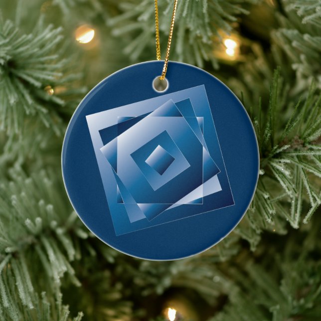 blue gradient 1 ceramic ornament (Tree)