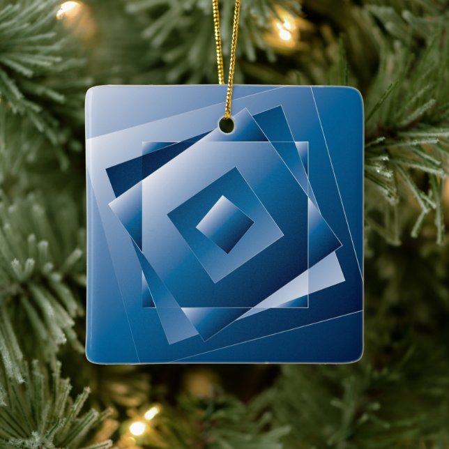 blue gradient 1 ceramic ornament (Tree)