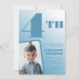 Blue Gradient 4th birthday invitations Photo