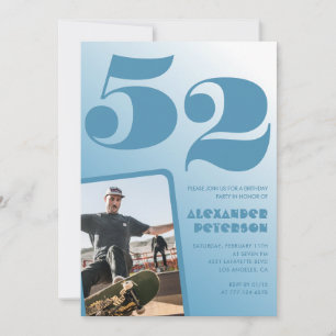 Blue gradient 52nd birthday invitations Men Photo