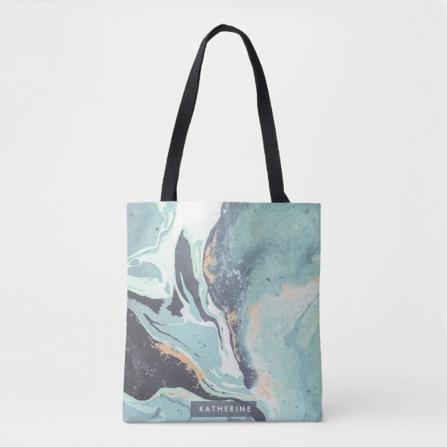 Blue Gradient Abstract Tote Bag (Front)