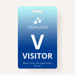 Blue Gradient Add Your Logo Visitor Badge