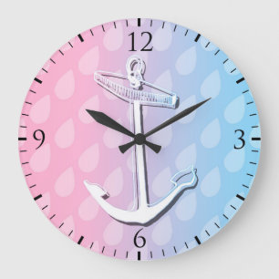 Blue Gradient Anchor Illustration Large Clock