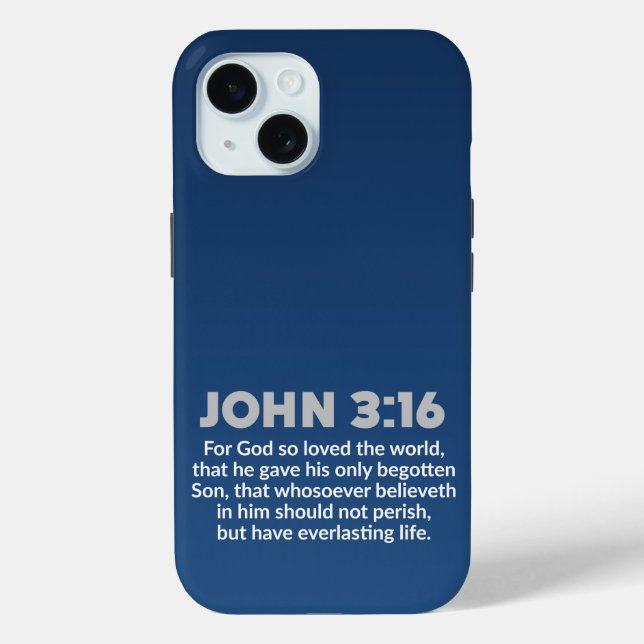 Blue Gradient Bible Verse Quote John 3:16 KJV Case-Mate iPhone Case (Back)