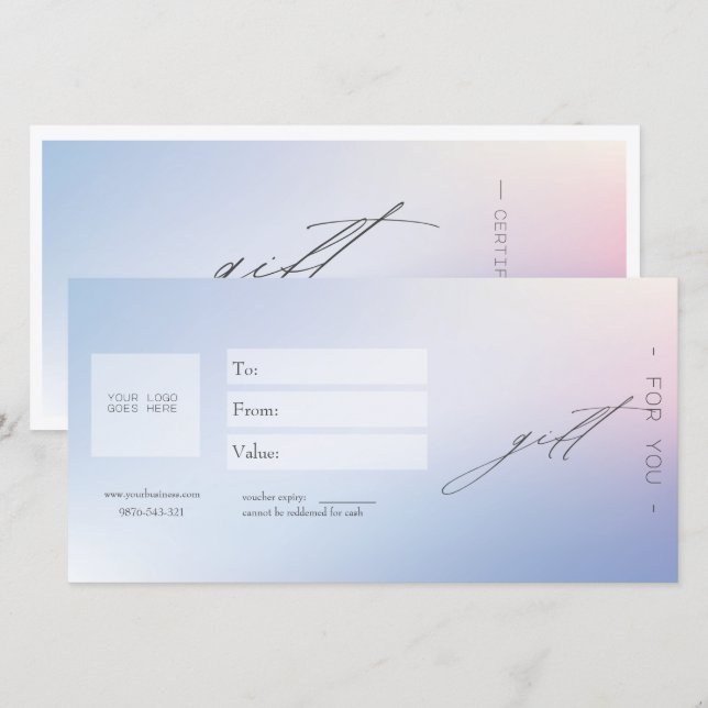 Blue Gradient Business Gift Certificate Card (Front/Back)