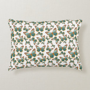 Blue Gradient Butterfly Pattern Accent Pillow