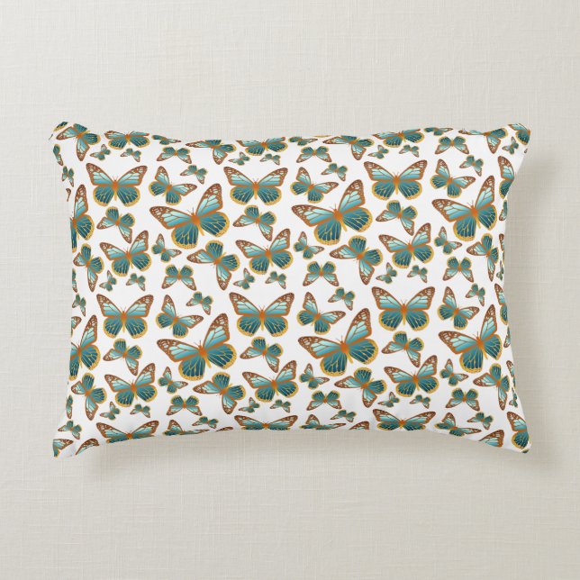Blue Gradient Butterfly Pattern Accent Pillow (Front)