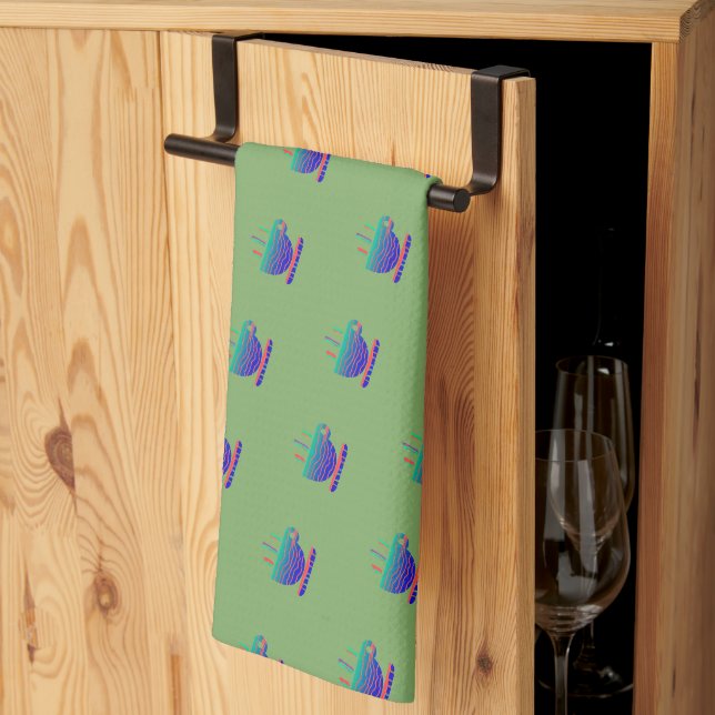 Blue Gradient Coffee Break Green  Kitchen Towel (Thirds Fold)