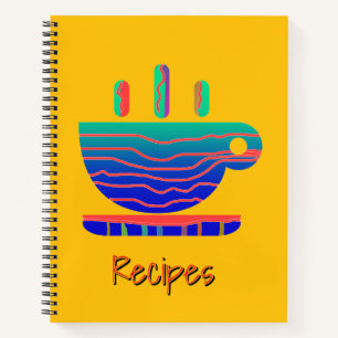 Blue Gradient Coffee Break Recipes Yellow Notebook