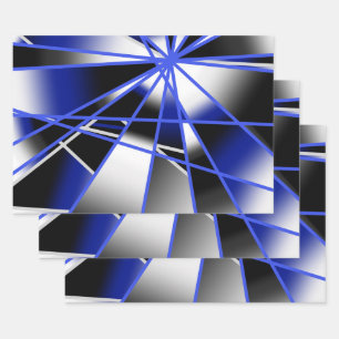 Blue Gradient Color Fill Mechanical Drawing Mosaic Wrapping Paper Sheet