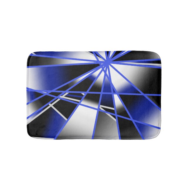 Blue Gradient Colour Fill Mechanical Drawing Mosai Bath Mat (Front)