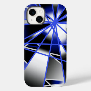 Blue Gradient Colour Fill Mechanical Drawing Mosai Case-Mate iPhone 14 Case