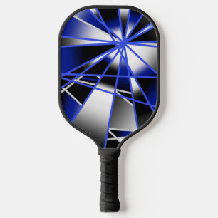 Blue Gradient Colour Fill Mechanical Drawing Mosai Pickleball Paddle
