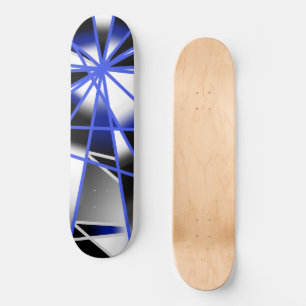 Blue Gradient Colour Fill Mechanical Drawing Mosai Skateboard