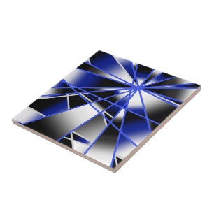 Blue Gradient Colour Fill Mechanical Drawing Mosai Tile