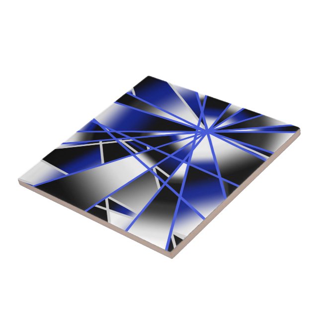 Blue Gradient Colour Fill Mechanical Drawing Mosai Tile (Side)